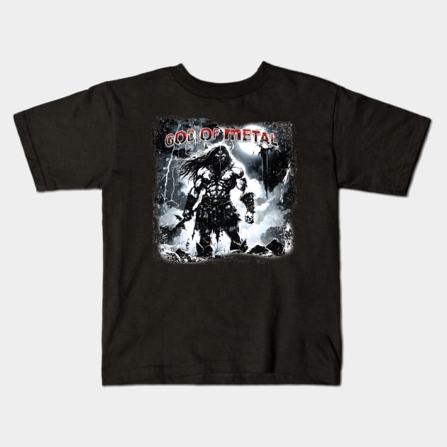 Heavy Metal God BRZRKR (Berserker) Kids T-Shirt by MLArtifex